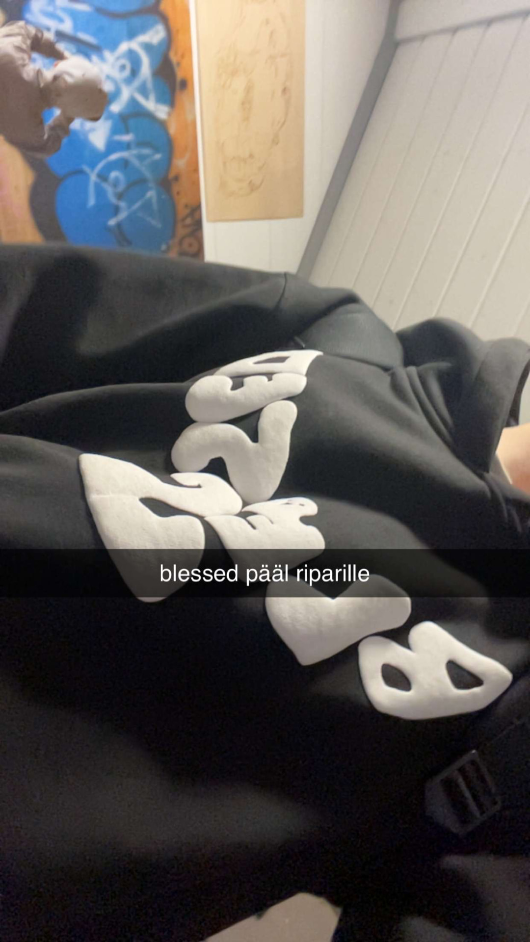 Close-up of the Blessed puff print